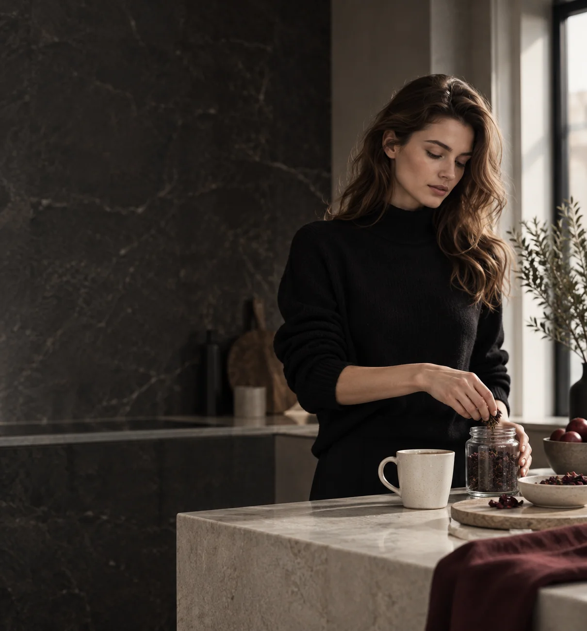 Preparing tea in a contemporary kitchen
