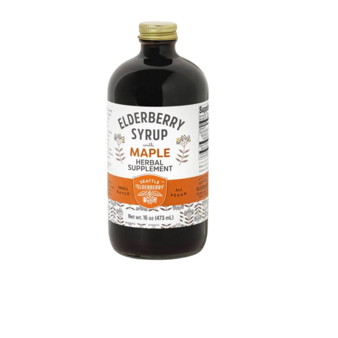 Seattle Elderberry Syrup with Maple Bottles – 6 x 16oz