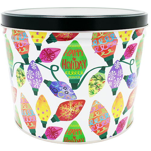 2 Gallon – Holiday Lights Popcorn Tin
