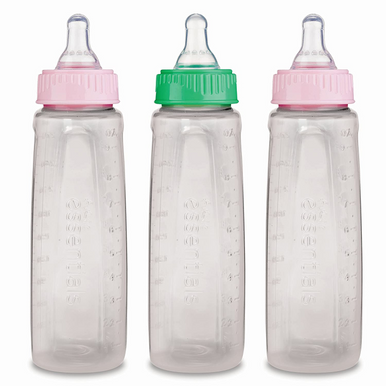 First Essentials by NUK 9 oz. Medium Flow Baby Bottles White, 3 Pack