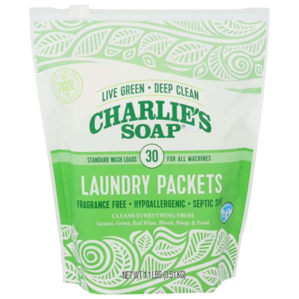 Charlie’s Soap – Fragrance Free Laundry Detergent Packets, 1.1 Lbs