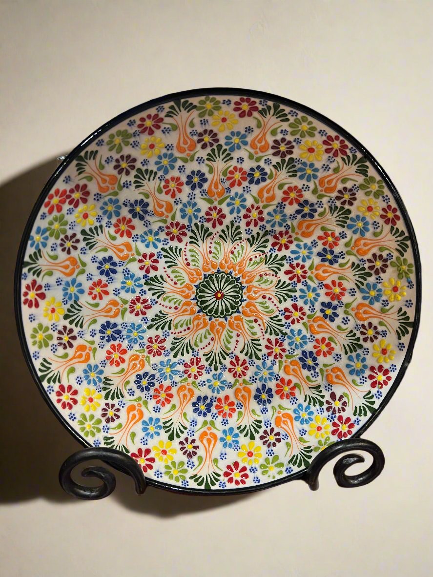12″ Round Embossed Ceramic Bowl