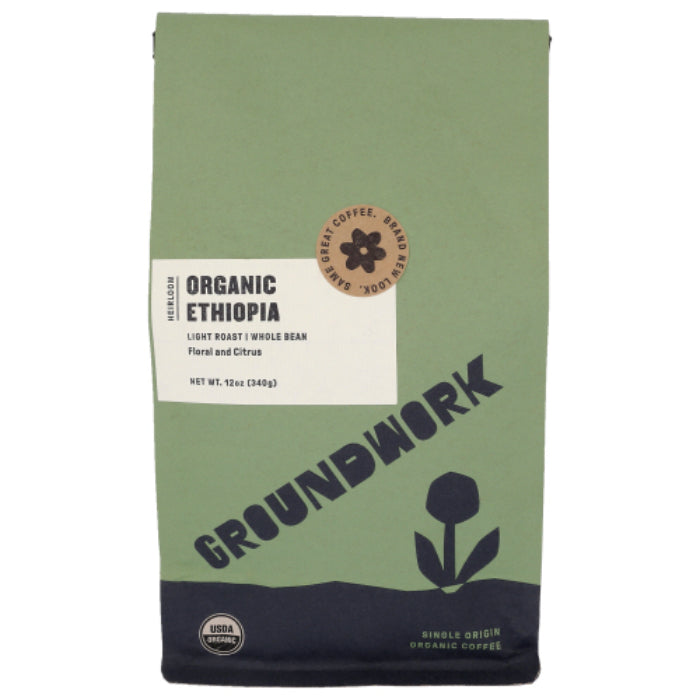 Groundwork Coffee – Ethiopia Single Origin Organic Coffee, 12 oz | Pac