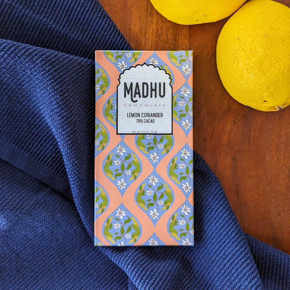 Madhu Chocolate Lemon Coriander – 78% Cacao Chocolate Bar