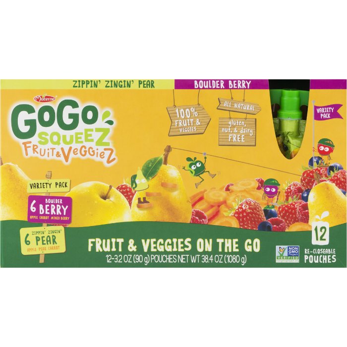 Gogo Squeez – Applesauce Berry Pear 12 Pack, 38.4 Oz (Pack of 6)