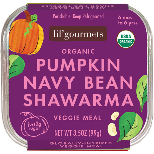 Lil Gourmets – Organic Pumpkin Navy Bean Shawarma, 3.5 Oz – Pack of 8