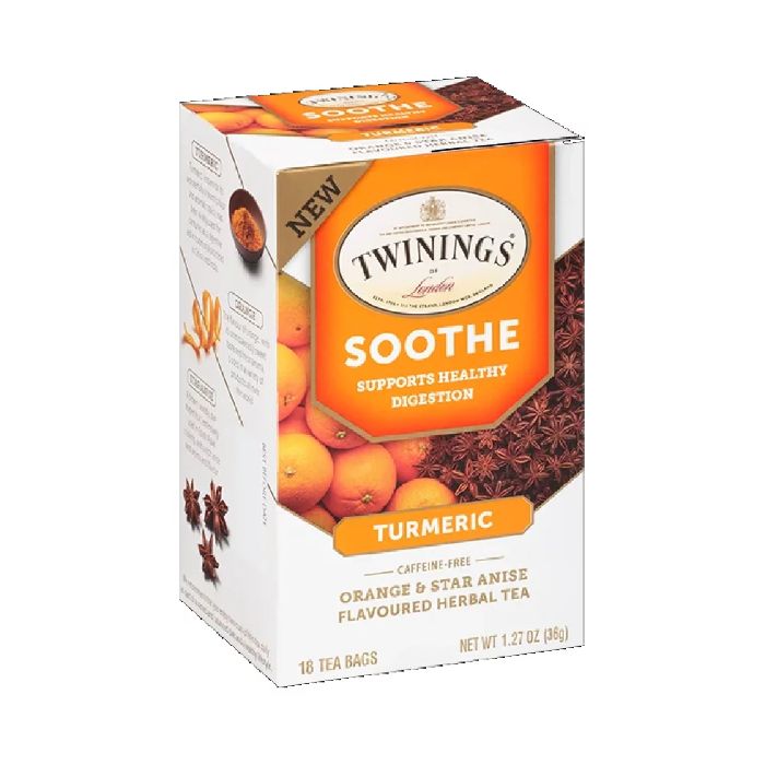 Twinings – Soothe Turmeric Orange Star Anise Tea, 18 Bags | Pack of 6