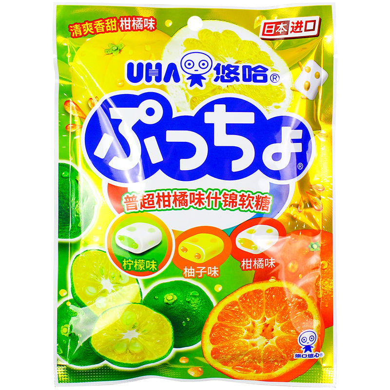 Uha Puchao Chewy Candy Assorted Citrus Fruit Flavors 90g