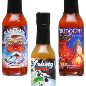 Santa, Rudolph and Frosty Complete Hot Sauce Holiday Gift Set