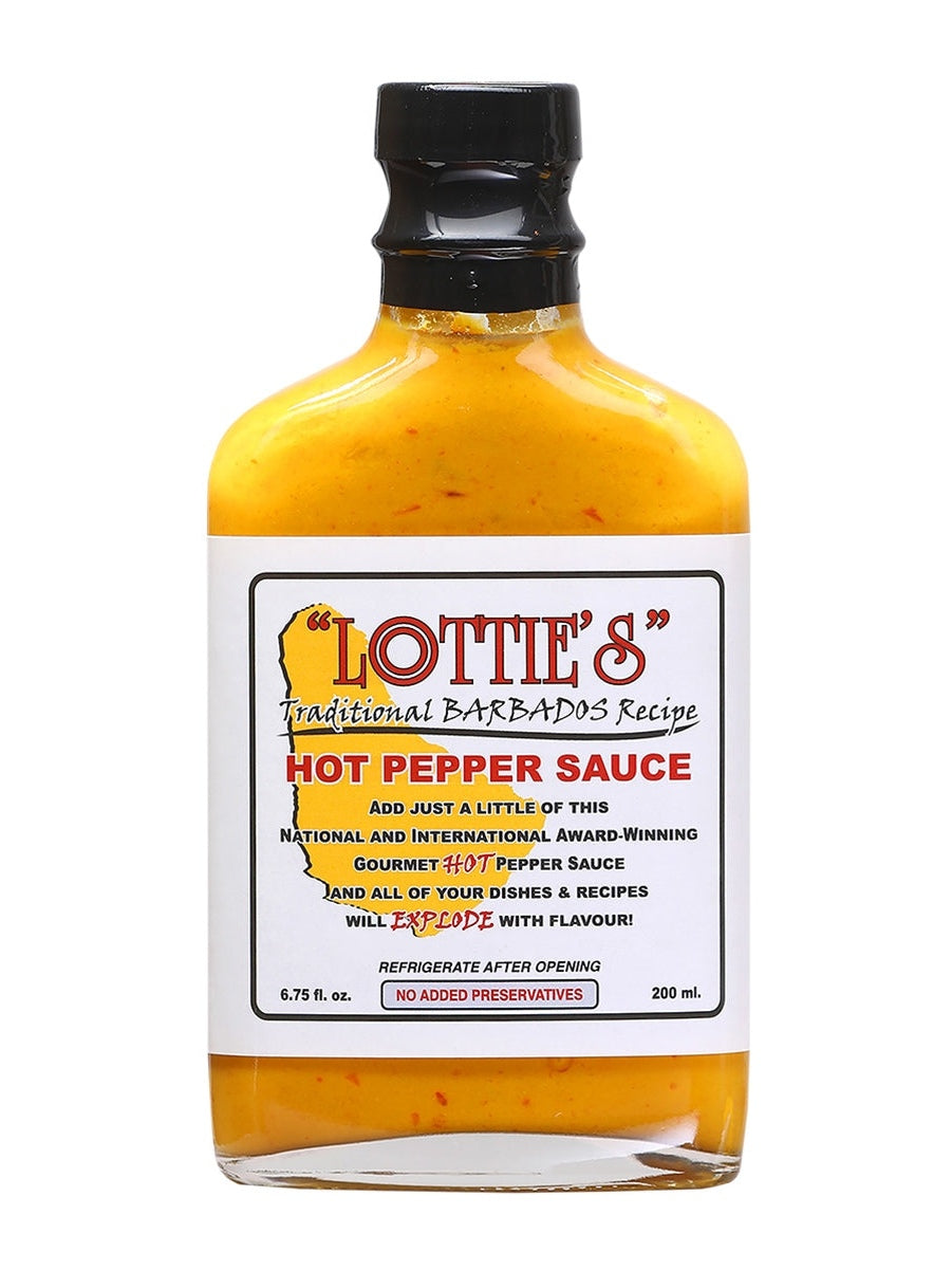 Hot Sauce Lotties Traditional Barbados 6.75 oz Flask Yellow Heat 7