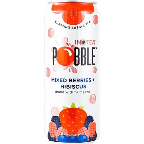 Inotea – Pobble – Mixed Berries + Hibiscus – Bursting Bubble Tea – Made with Fruit Juice – 490 ML