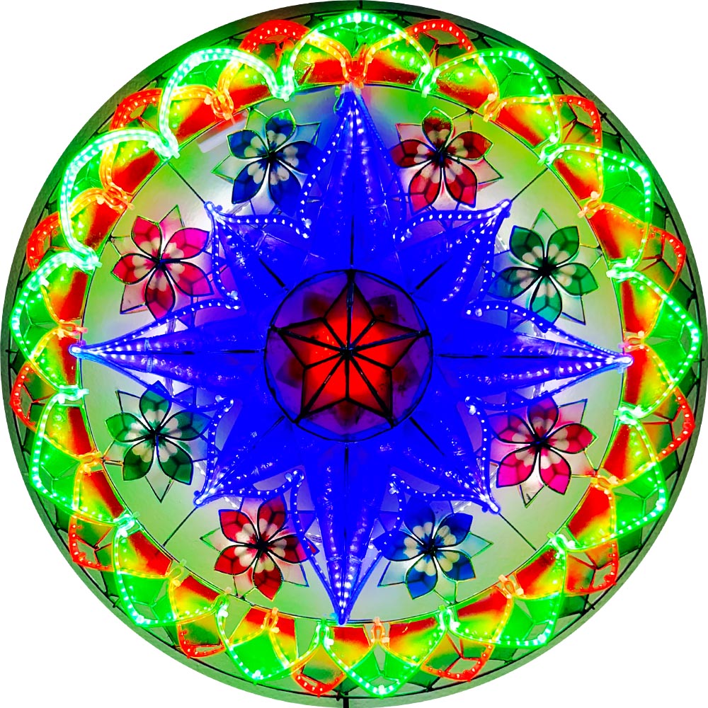 Philippines Christmas Capiz Parol Lantern Star (Tala) – Red / Green / Blue / White LED Show – Size 24