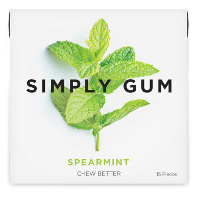Simply Gum All Natural Gum Spearmint, 15 Pieces