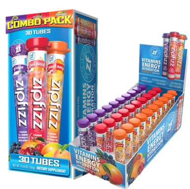 Zipfizz Healthy Energy Drink Mix, Sugar-Free Variety Pack with B12 & Multivitamins, 30 Tubes