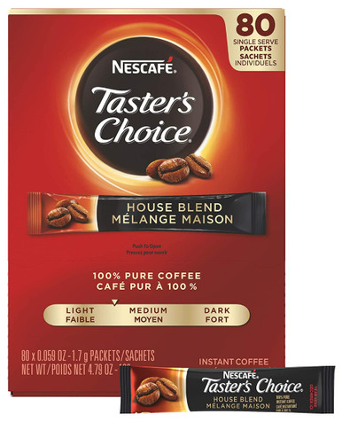 Nescafe Taster’s Choice Instant House Blend Coffee Packets, Light Roast, 1.7 g Singles 80 Count