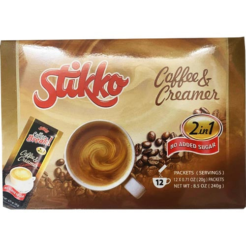 Stikko – 2 in 1 Coffee and Creamer (No Added Sugar) -12 Packets – 240 G