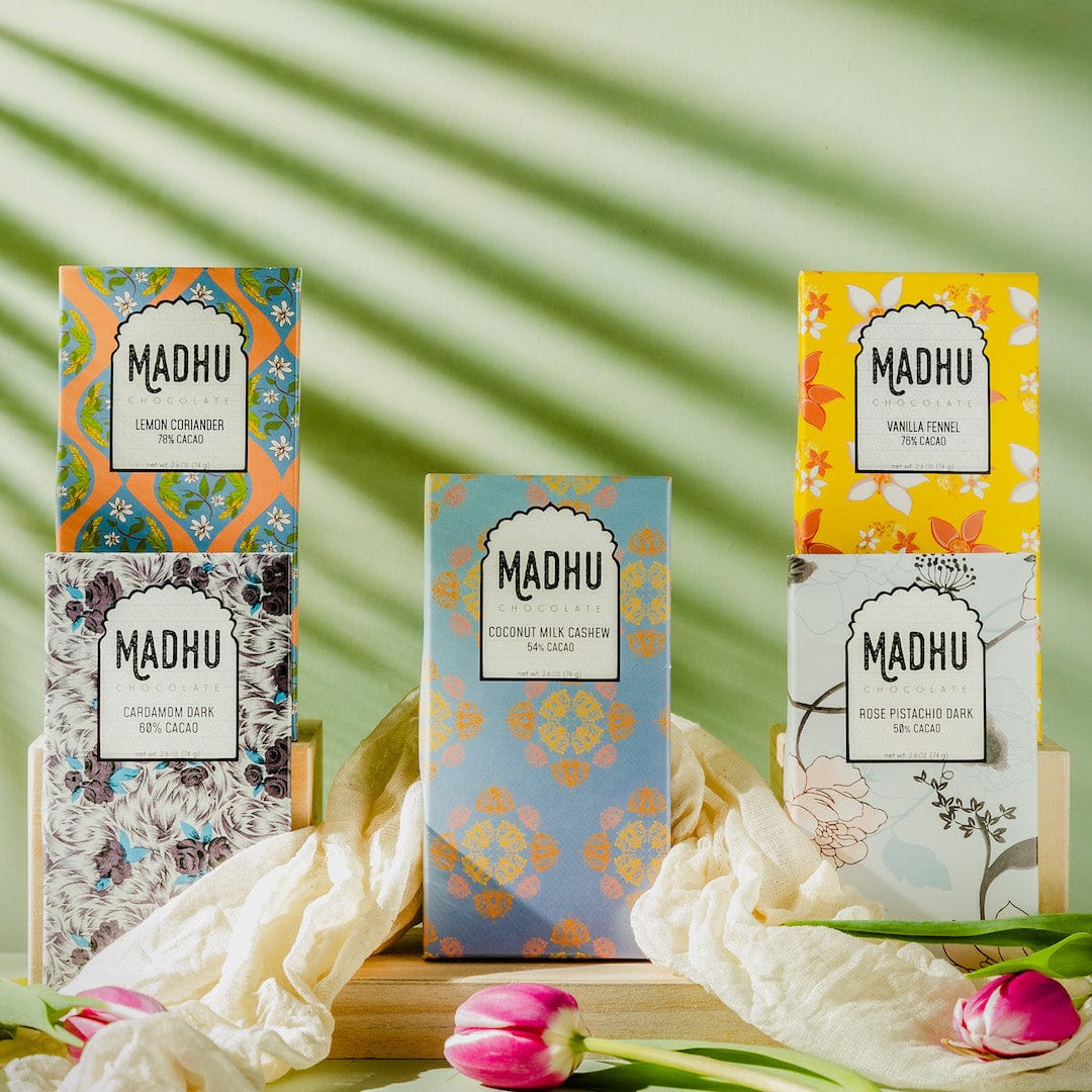 Madhu Chocolate Vegan Chocolate Bar Collection Chocolate Bars – 5 Bars