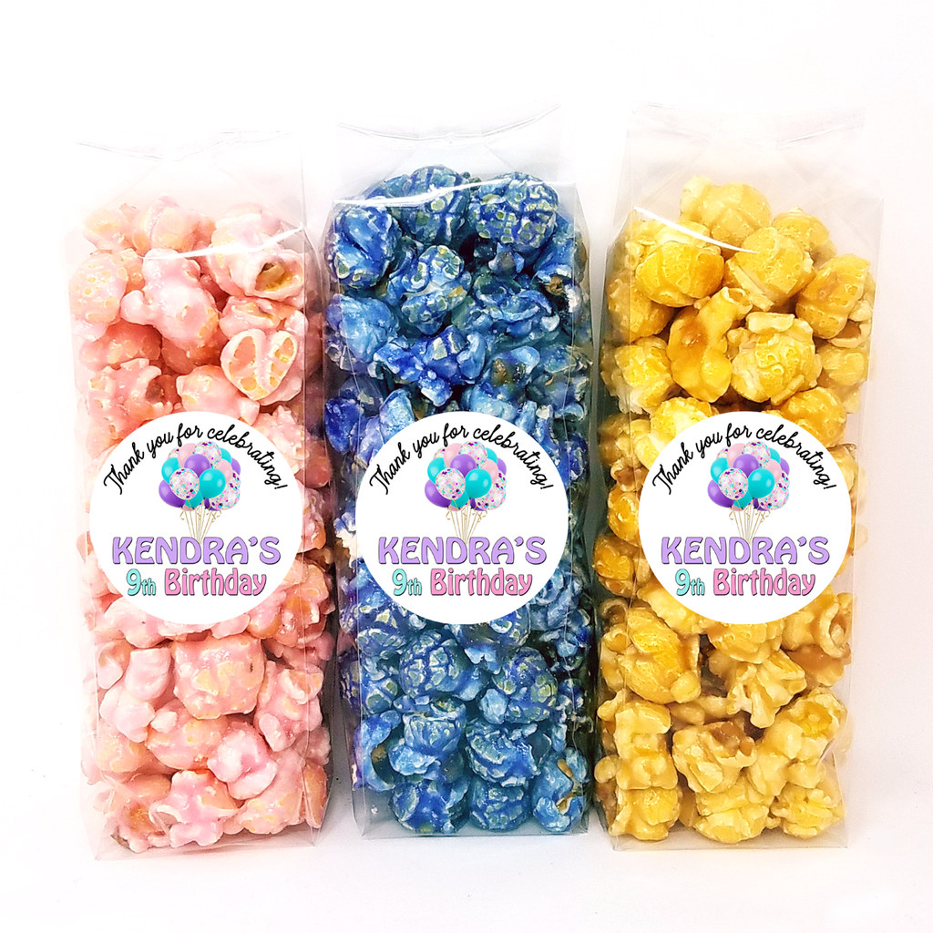 Pink and Purple Birthday Balloons – Popcorn Party Favors