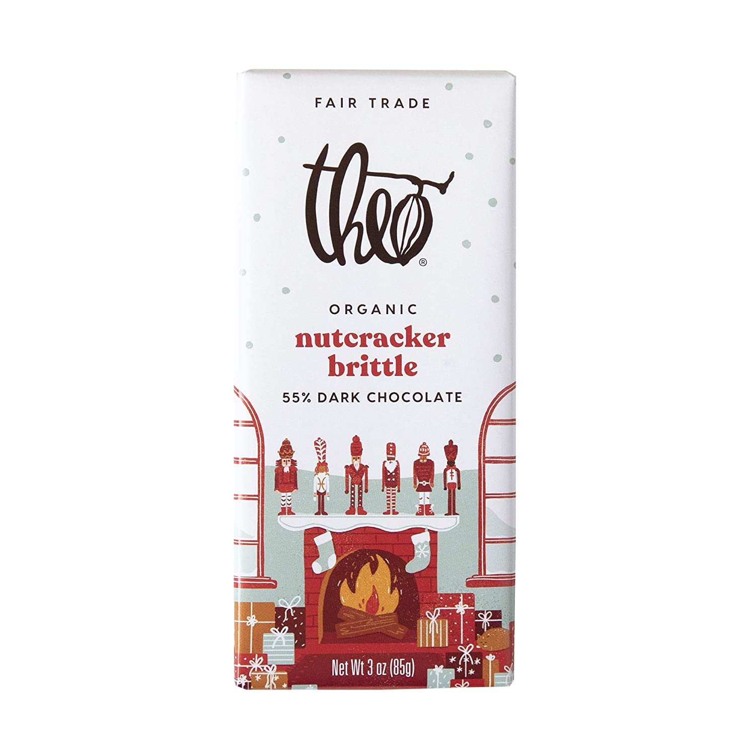 Theo Chocolate – Nutcracker Brittle Dark Chocolate Bar, 3oz | Pack of