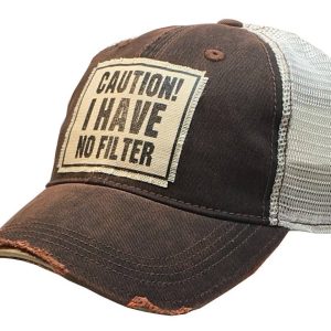 Vintage Life – Caution! I Have No Filter Distressed Trucker Cap