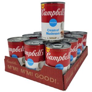 CASE OF 12 – Campbell’s Condensed Unsalted Cream of Mushroom Soup -10.