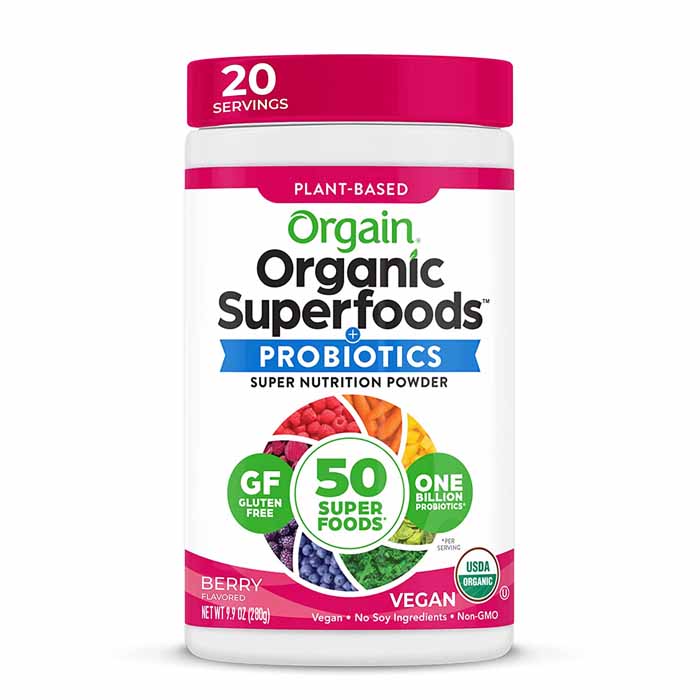 Orgain – Organic Superfoods Powder with Probiotics – Berry Flavor, 0.6