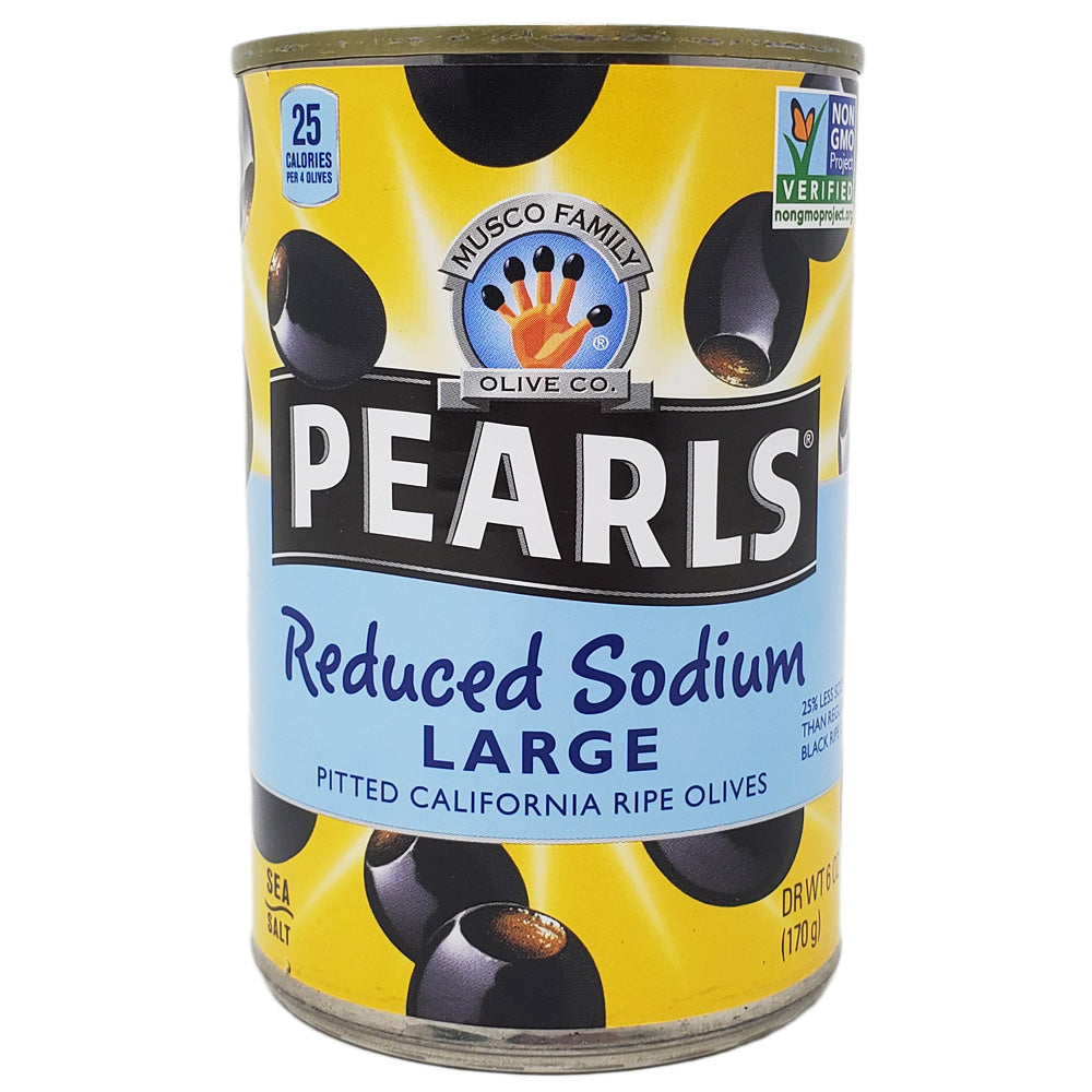 Pearl’s Reduced Sodium Large Black Olives – 6oz.