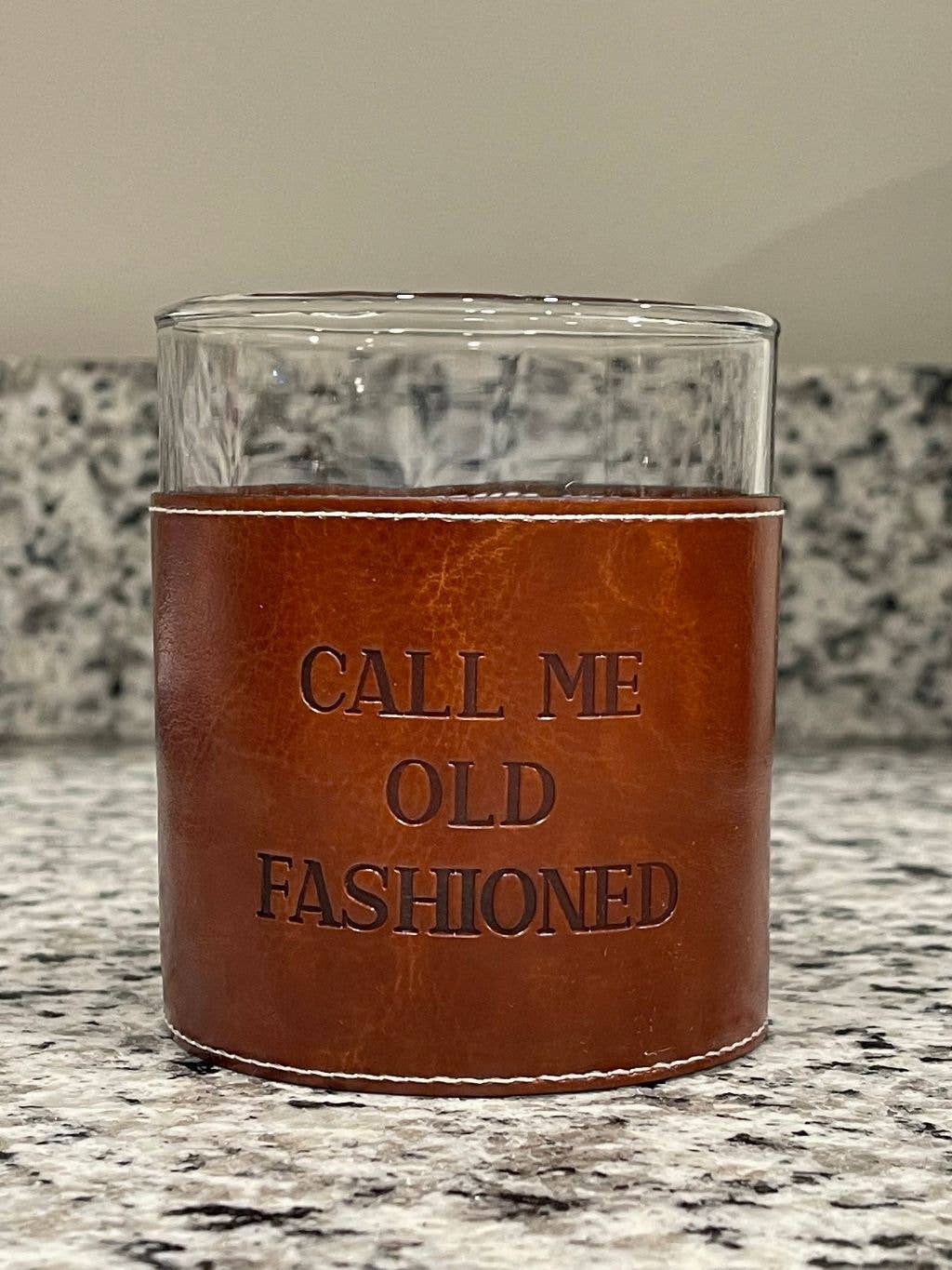 Barrel Down South – Call Me Old Fashioned Faux Leather Rocks Glass