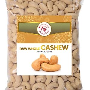 TAJ Raw Cashews Whole | Premium Large Cashew | W240 Grade | Unsalted | No Additives