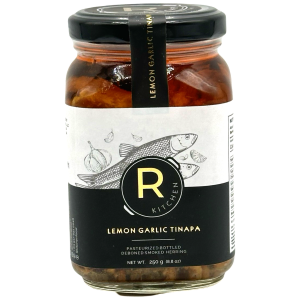R Kitchen – Lemon Garlic Tinapa – Gourmet Pasteurized Bottled Deboned Dried Herring – 250 G