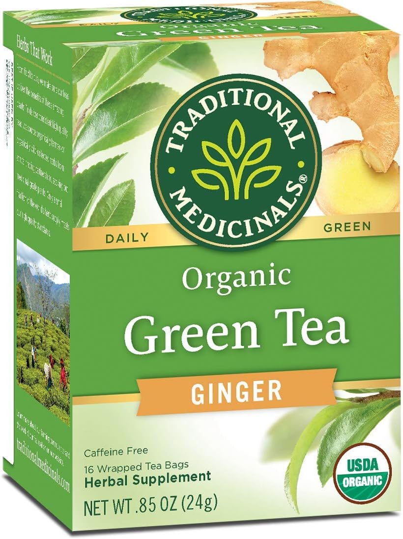 Traditional Medicinals – Green Ginger Organic Tea, 16 Bags | Pack of 6