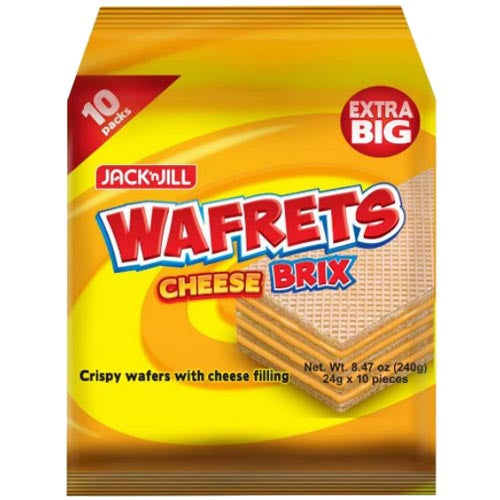 Jack ‘n Jill – Wafrets Cheese Brix – Crispy Wafers with Cheese Filling – 10 Packs – 240 G