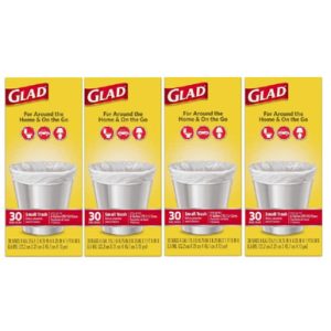 Glad Small Garbage Bags, 4 Gallon Bags, 4 – 30 Count (120 Total)