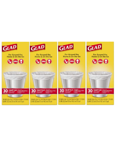 Glad Small Garbage Bags, 4 Gallon Bags, 4 – 30 Count (120 Total)