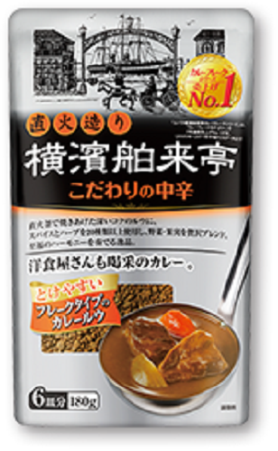 Ebara, Curry Flake, “Yokohama Hakuraitei” 180g, for 6 servings, Medium hot
