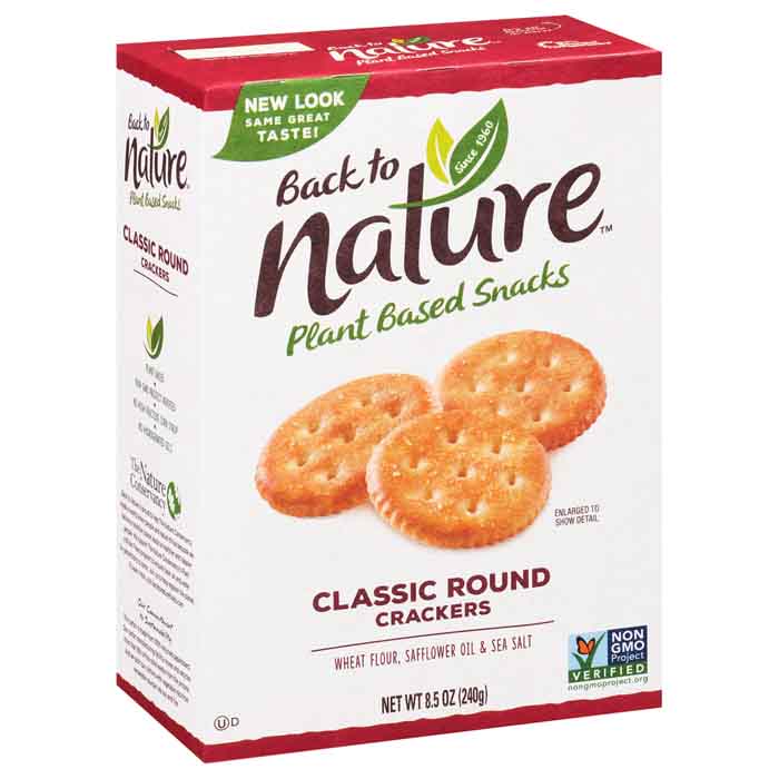 Back to Nature – Classic Round Crackers, Sea Salt, 8.5oz | At PlantX