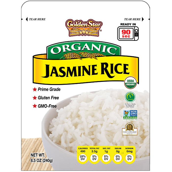 Golden Star – White Jasmine Rice Pouch, 8.5 OZ (Pack of 8)