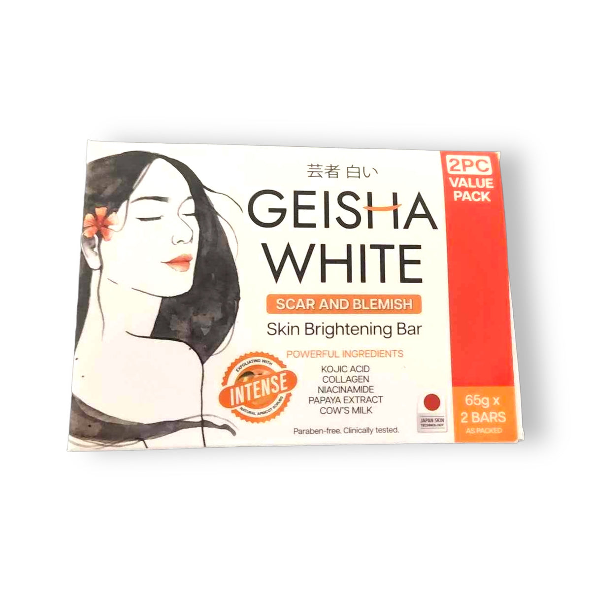 Geisha White – INTENSE – Scar and Blemish – Soap Bar – 2 Pack – 130 G