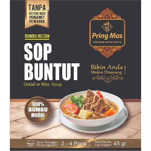 Pring Mas – Premium Spice Paste – Sop Buntut – Oxtail or Ribs Soup – Instant Seasoning – 45 G
