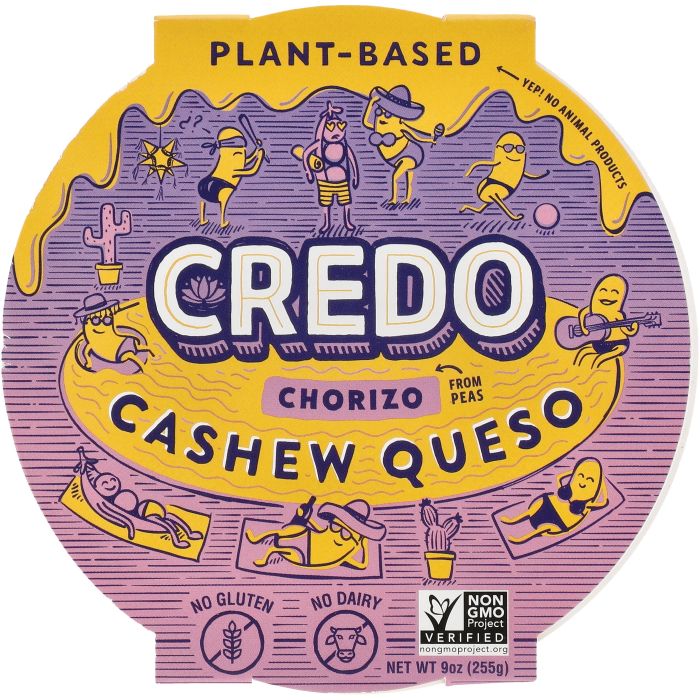 Credo Foods – Queso Cashew Chorizo, 9 Oz (Pack of 6)