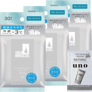 Seabreeze Face & Body Ice Sheet Frozen Mint 30 Sheets × 3 Packs + Bonus – Made in JAPAN – Tokyo Sakura Mall