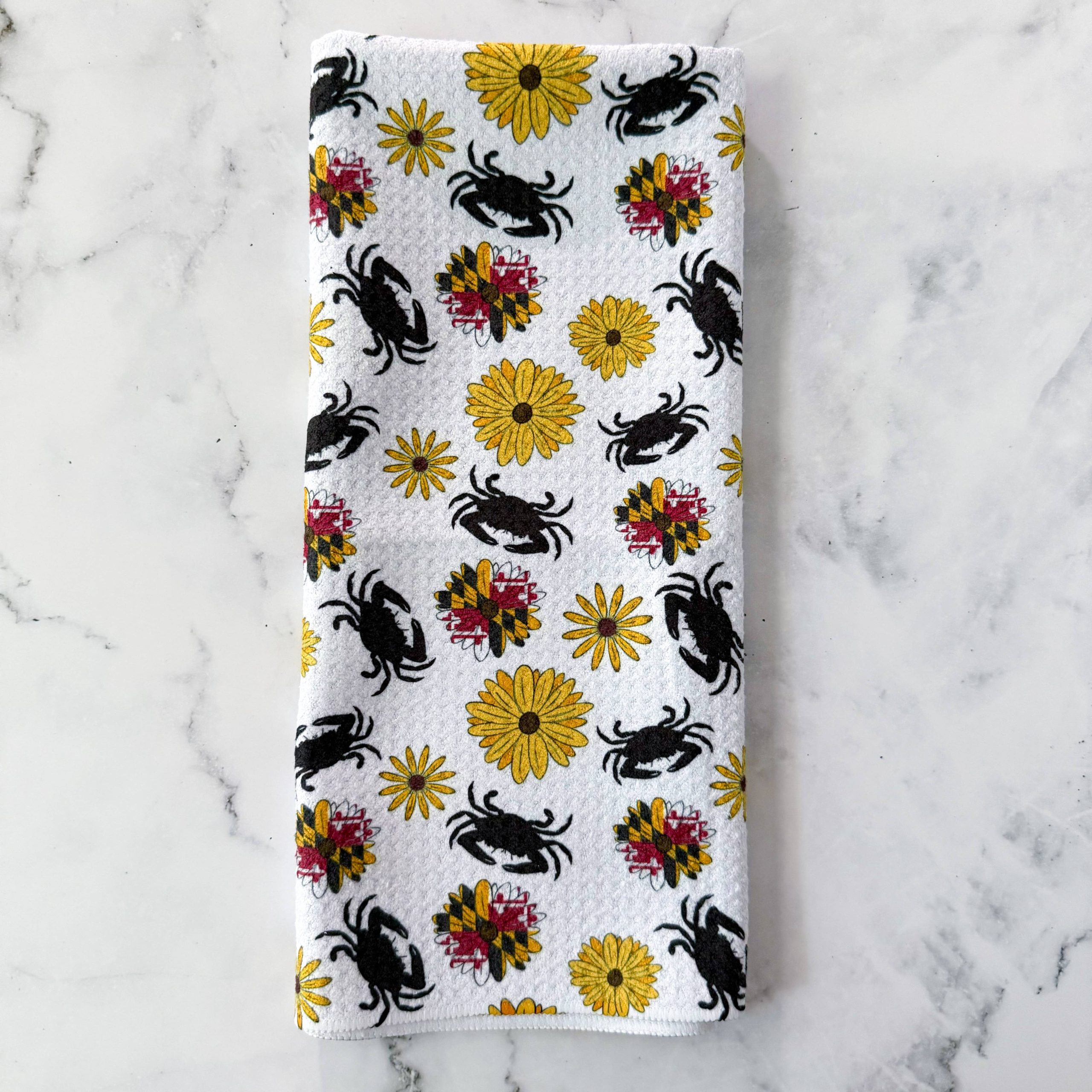 Jami Creates – Maryland Flower & Crab Patterned Waffle Kitchen Dish To