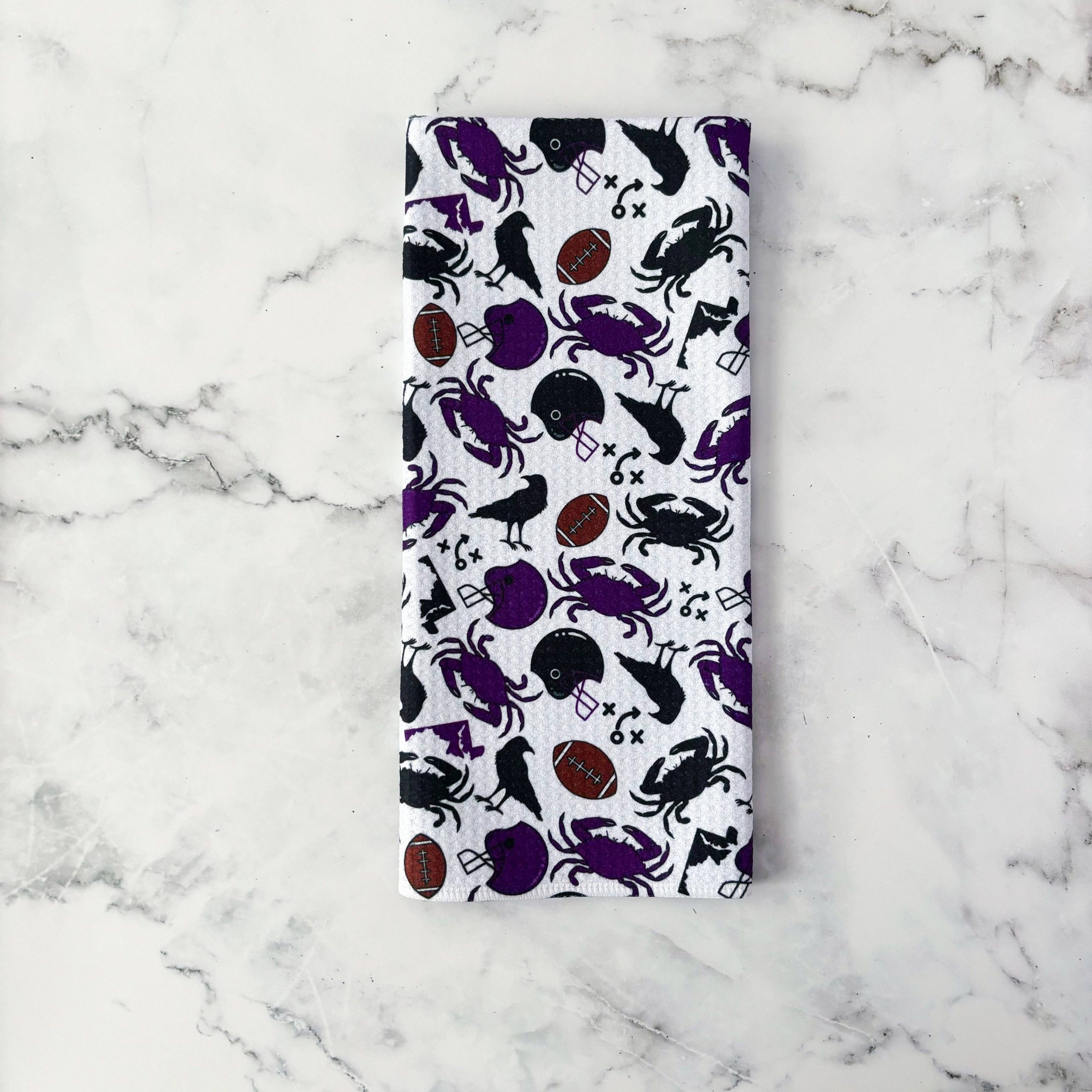 Jami Creates – Baltimore Ravens Patterned Waffle Kitchen Dish Towel: W