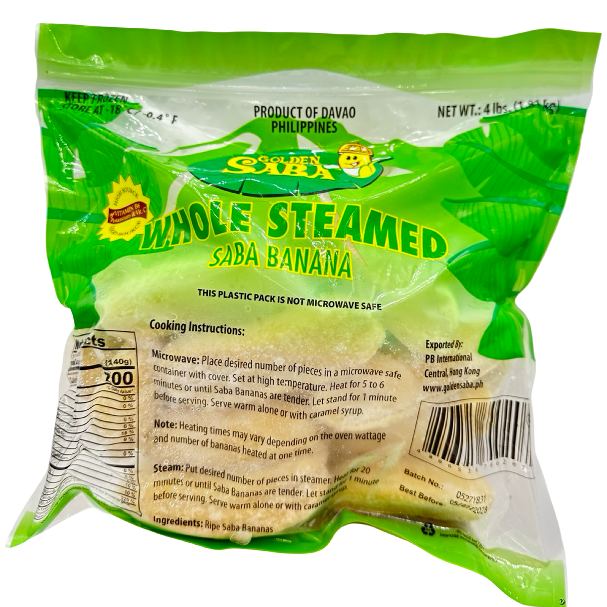 Golden Saba – Whole Banana (Institutional Pack) – FROZEN – 4 LB