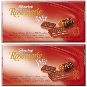 Schmerling’s Rosemarie Split Swiss Milk Chocolate Bar, Nougat-Praline Filled, 3.5 oz (Pack of 2)