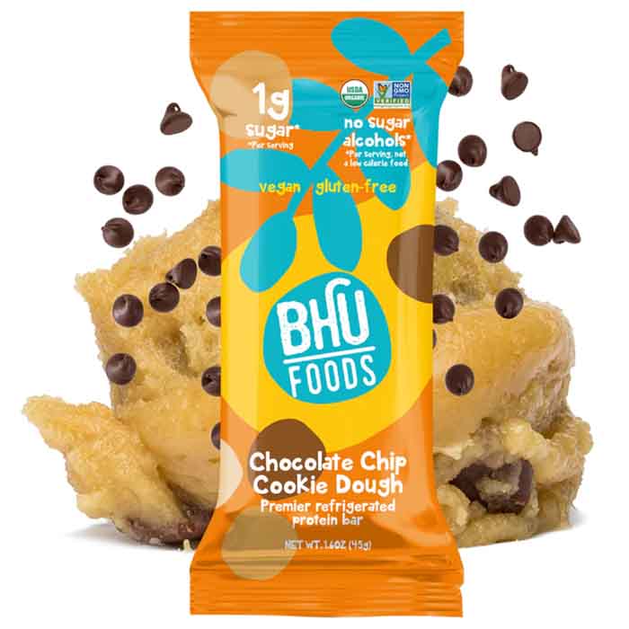 Bhu Foods – Bar Keto Chocolate Chip Cookie Dough, 1.6oz | Pack of 8