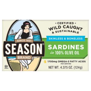 Season Skinless Boneless Sardines in Olive Oil, 4.375 oz. (6 Pack)