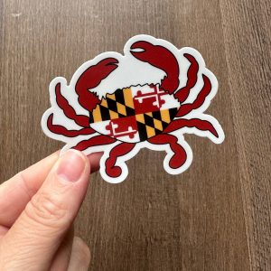 the letters mdn – Maryland Flag Crab Vinyl Sticker