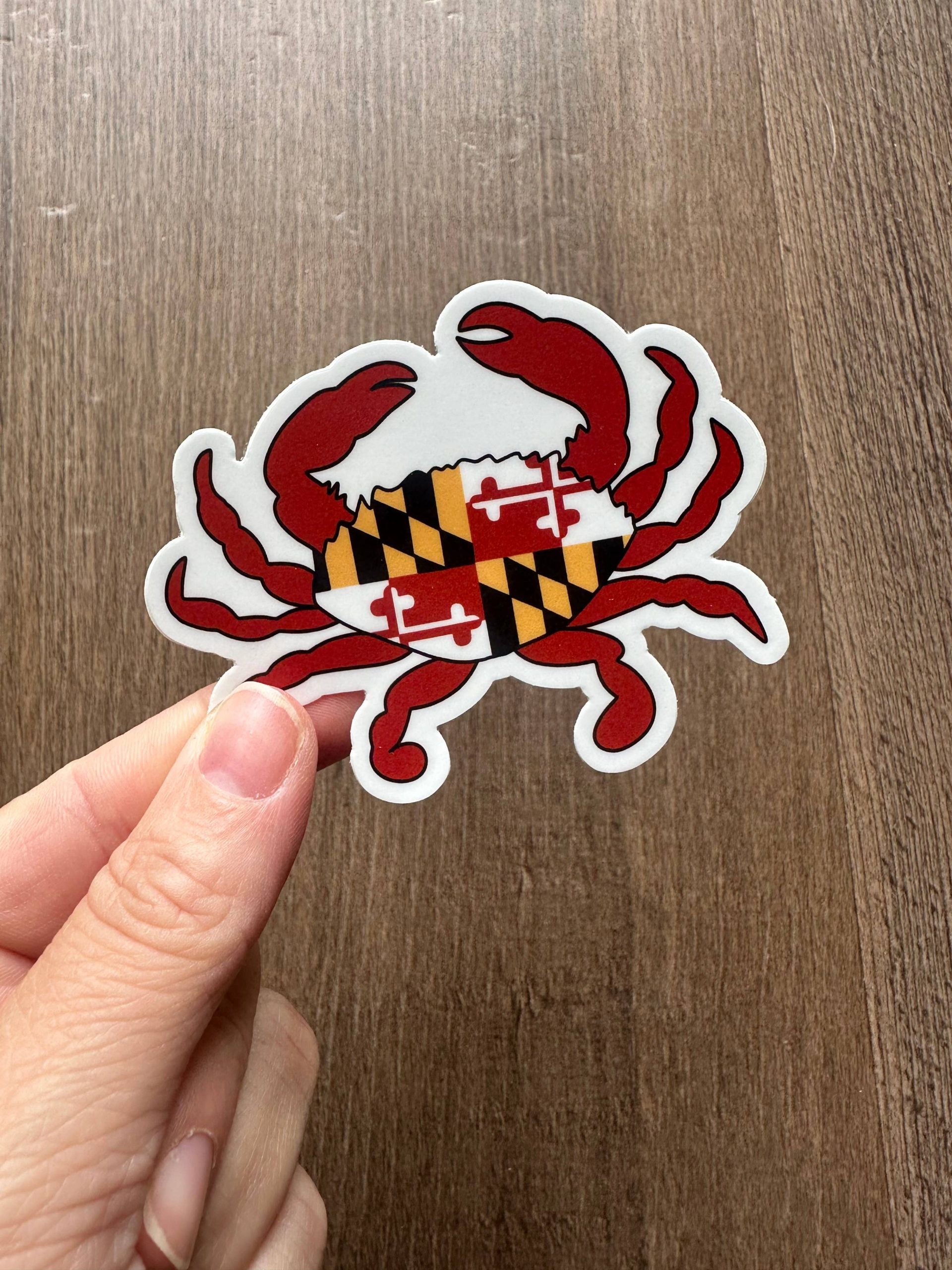 the letters mdn – Maryland Flag Crab Vinyl Sticker