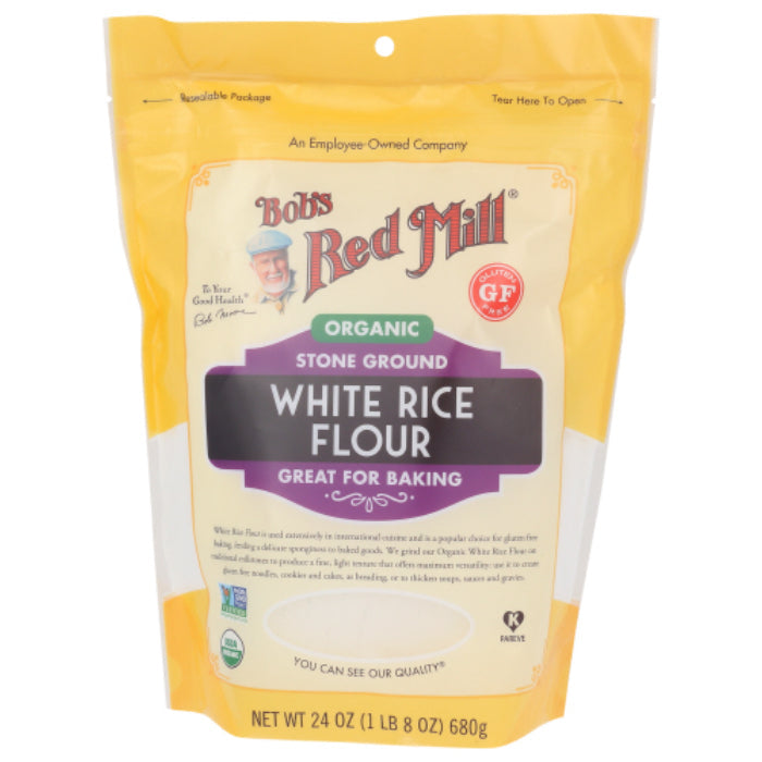 Bob’s Red Mill – Flour, Rice, White, Organic, 24 Oz | Pack of 4
